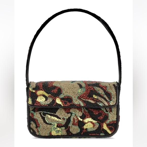 🌺🎉HP🎉🌺 NWOT Staud Beaded Tommy Shoulder Bag Tropical Camo 🌟Rare Find🌟 - Picture 13 of 16